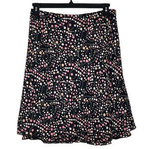 Worthington - Women's Size 12 - Black Skirt w/Pink & White Polka Dots - Lined